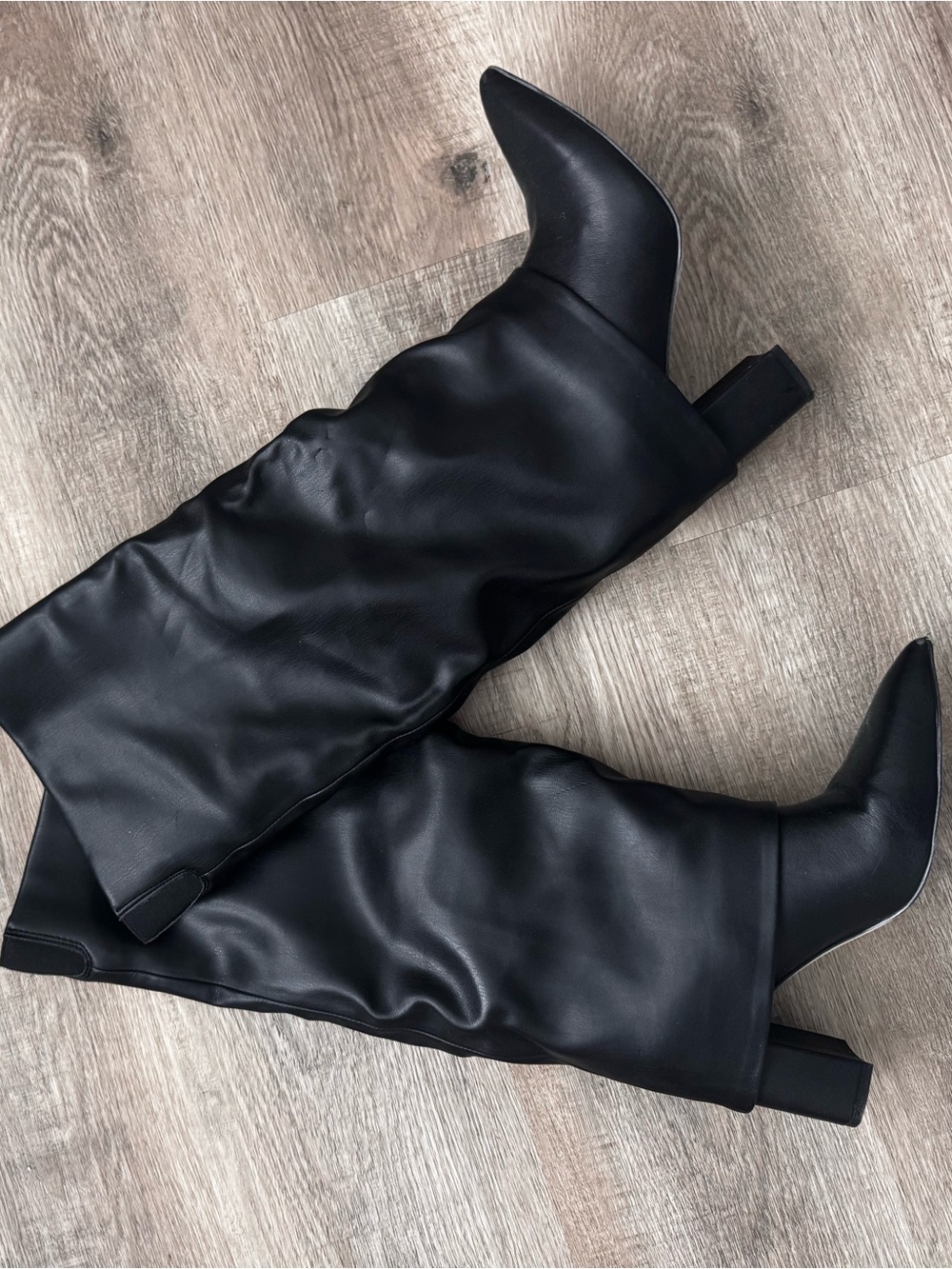Marc Fisher LTD Lalita Black Leather Foldover Boots